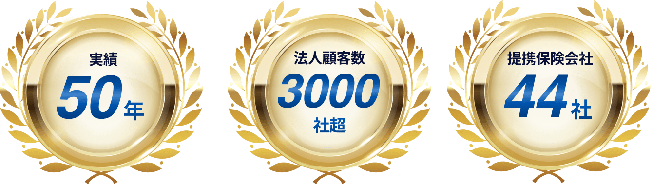 実績50年 法人顧客数3000社超 提携保険会社44社